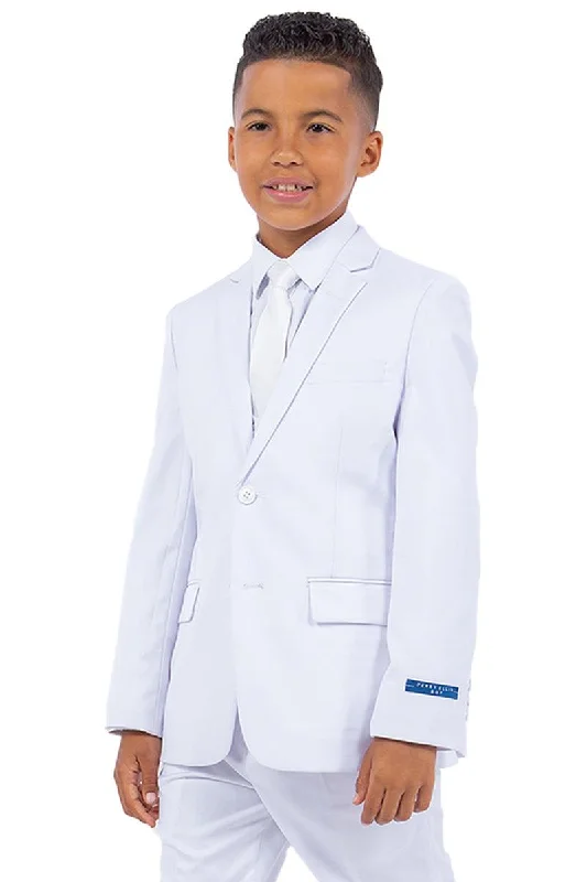 Men's slim fit tuxedo jacket for wedding dinner -"White Perry Ellis Vested Boy's Wedding Suit: Exquisite Elegance for Boys."