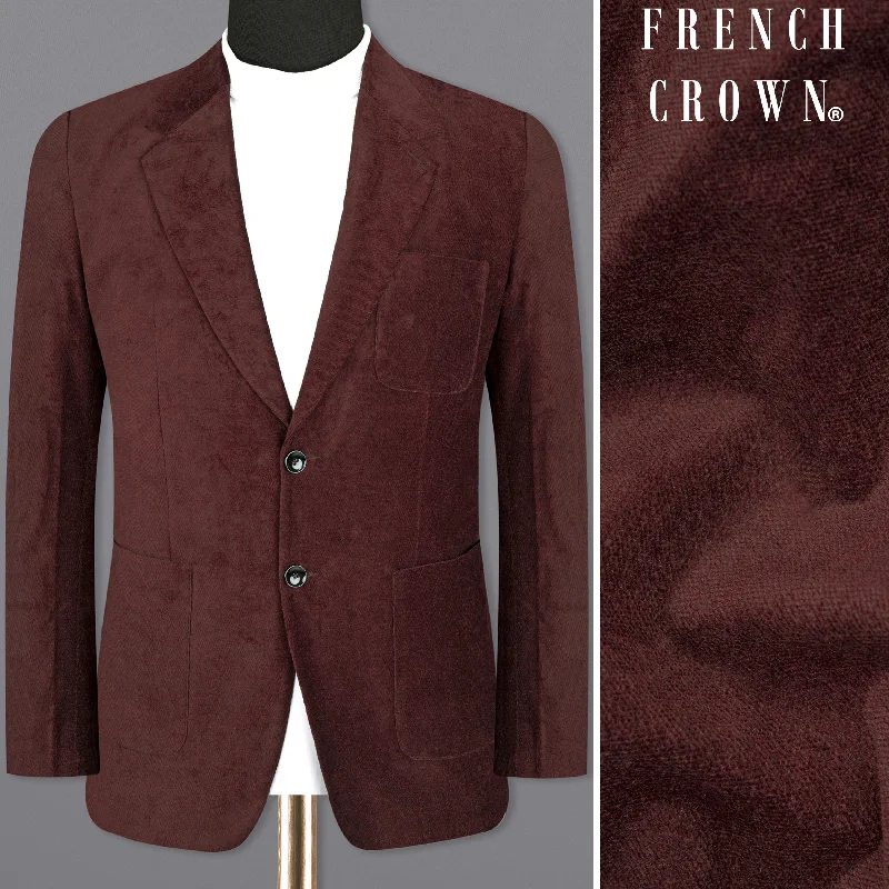 Men's luxury tuxedo for formal office dinner -Persian Plum velvet Designer Sports Blazer