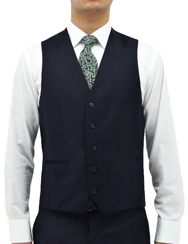 Men's tailored tuxedo for evening gala reception -Ryan 106 Navy Wool Waistcoat