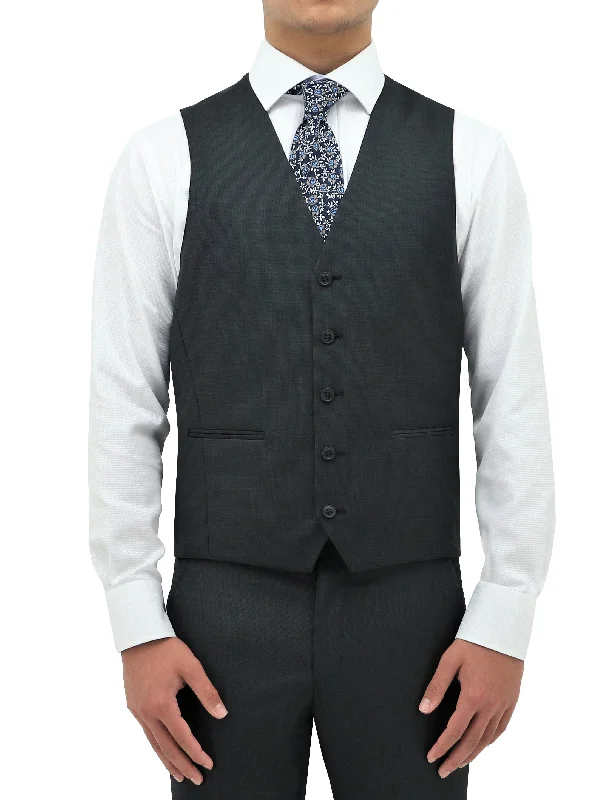 Men's premium tuxedo with satin finish for business dinner -Ryan 704 Charcoal Wool Waistcoat