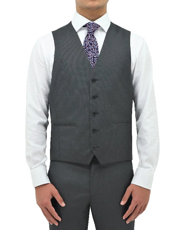 Men's modern tuxedo for black tie business event -Ryan 704 Grey Wool Waistcoat