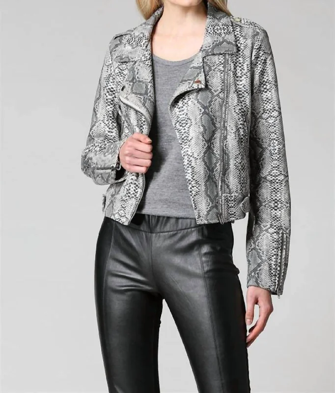 Men's tailored tuxedo for evening gala reception -Snake Print Blazer Jacket In Grey