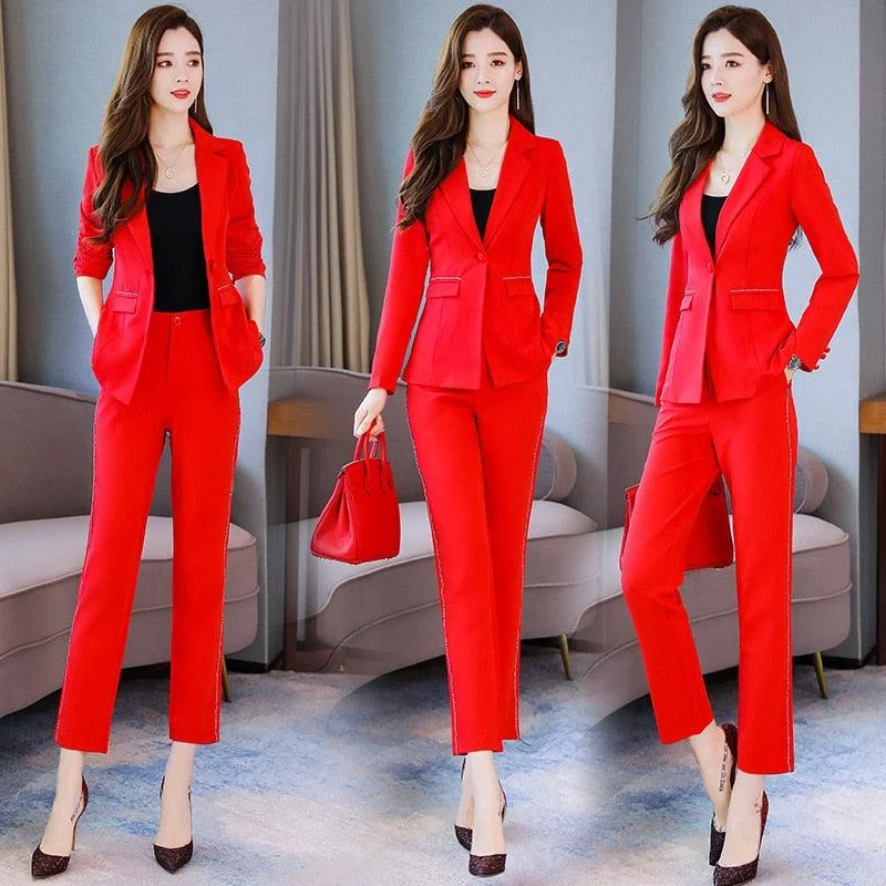 Men's classic black tuxedo jacket for corporate dinner -Spring Color Two-piece Sets Pants Suits