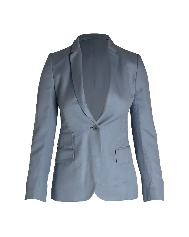 Men's wool tuxedo jacket for business gala -Stella McCartney Single-Breasted Blazer in Light Blue Rayon