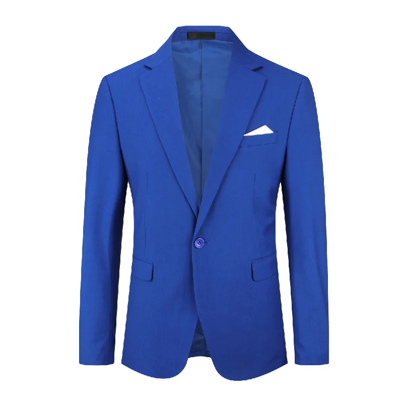 Men's premium tuxedo jacket with satin collar for wedding -Fashion Jakcket One Button Casual Blazer Blue