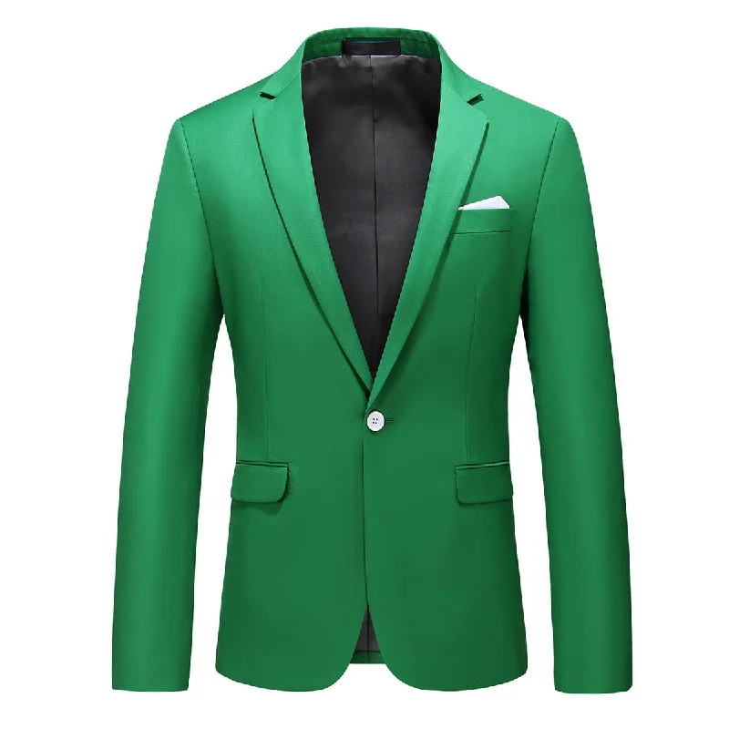 Men's tailored tuxedo for business gala dinner -Fashion Jakcket One Button Casual Blazer Green