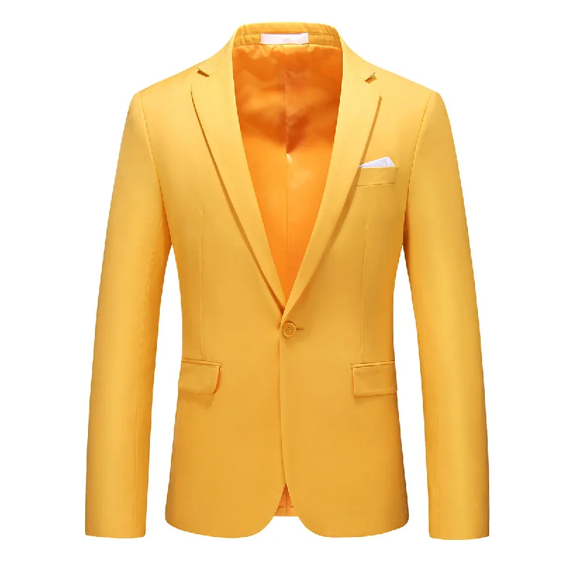 Men's modern tuxedo for formal wedding dinner -Fashion Jakcket One Button Casual Blazer Orange