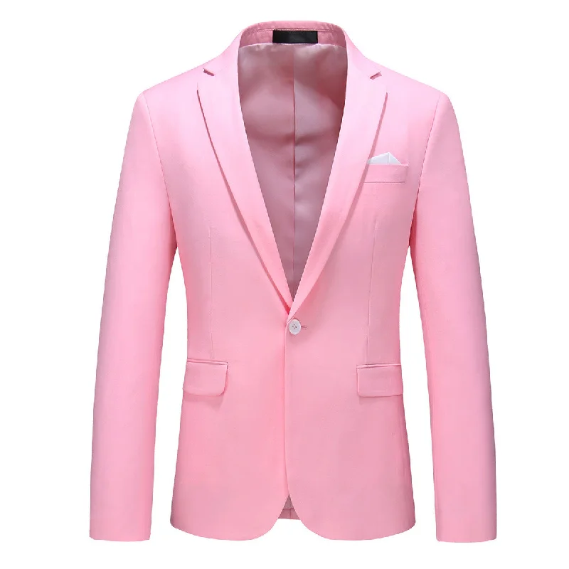 Men's slim fit tuxedo for formal wedding party -Fashion Jakcket One Button Casual Blazer Pink