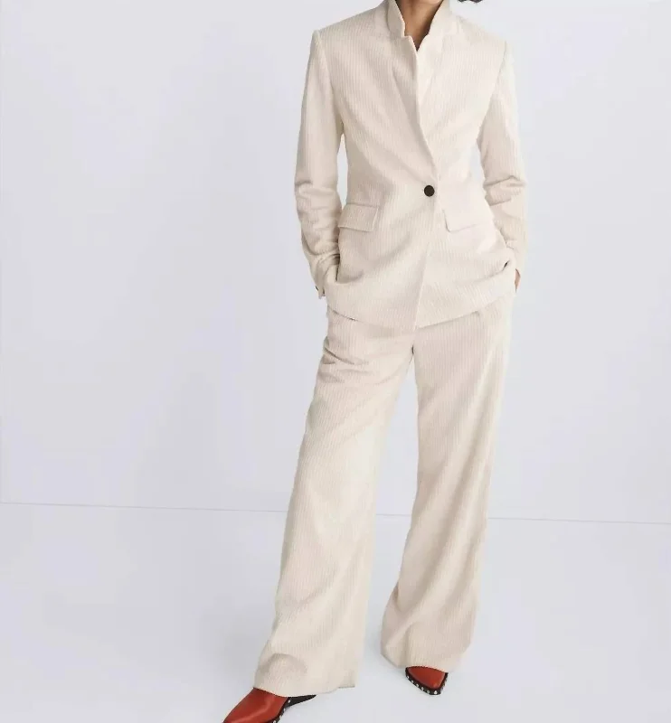 Men's designer tuxedo jacket for wedding reception -Tessa Corduroy Blazer In Ivory