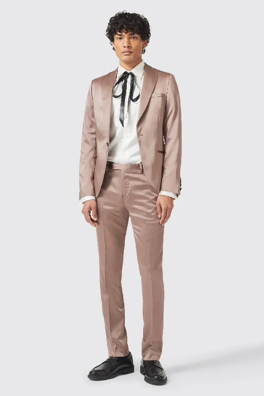 Men's modern tuxedo for business event gala -Draco Skinny Fit Rose Gold Sateen Suit