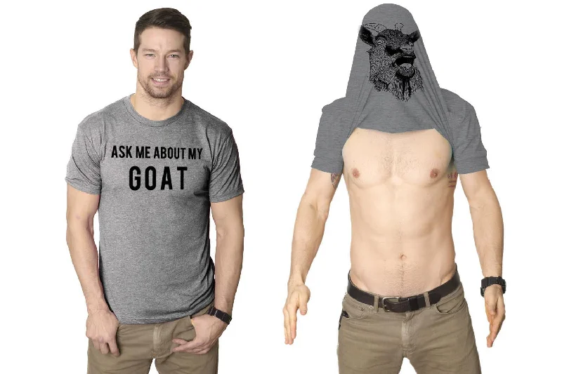 Men’s plaid shirt with button-up collar for office wear -Ask Me About My Goat Flip Men's T Shirt