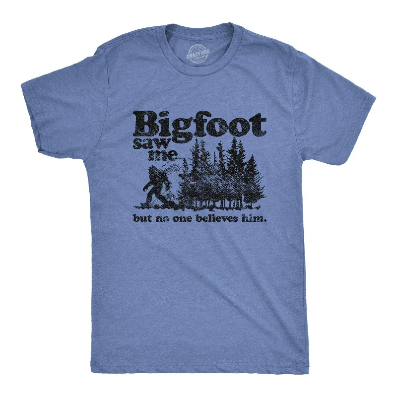 Men’s plaid shirt for office casual Fridays -Bigfoot Saw Me Men's T Shirt