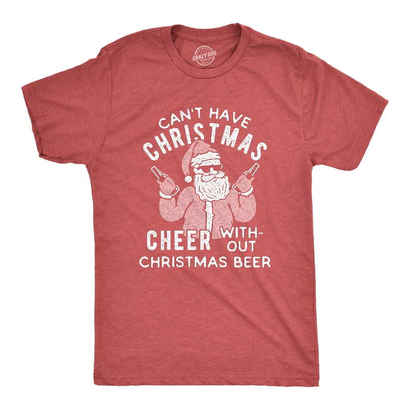 Men’s plaid shirt with button cuffs for office meetings -Can't Have Christmas Cheer Without Christmas Beer Men's T Shirt