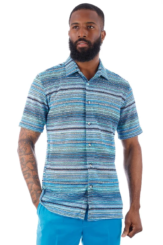 Men’s casual plaid button-down shirt for business events -Classy Bandwagon Short Sleeve Shirt