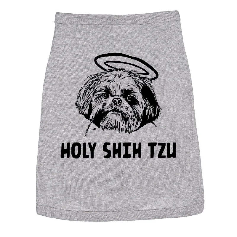 Men’s plaid shirt for office corporate events -Dog Shirt Holy Shih Tzu Funny Clothes For Small Puppy