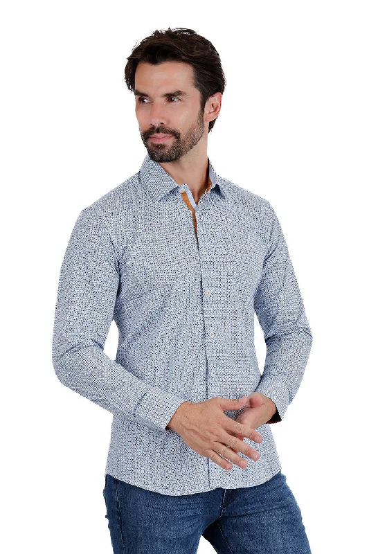 Men’s business casual long sleeve shirt for meetings -Favorable Way Long Sleeve Shirt