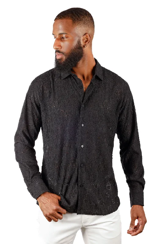 Men’s office plaid shirt with button-down design -Lacework Long Sleeve Shirt