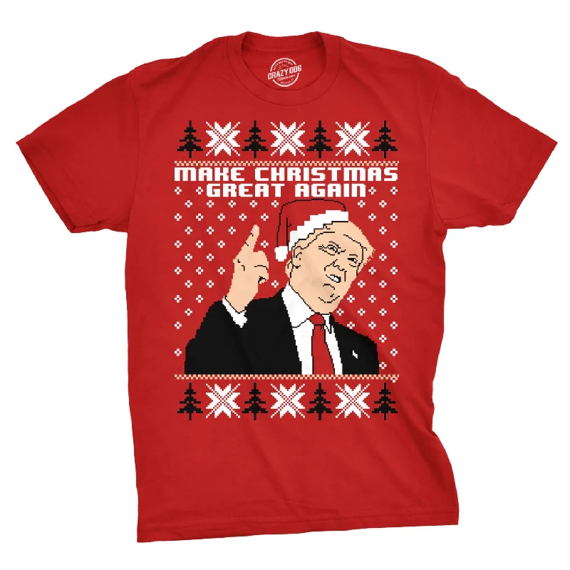 Men’s formal plaid shirt for corporate work meetings -Make Christmas Great Again Ugly Christmas Sweater Men's T Shirt