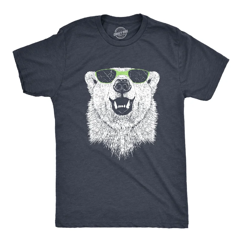 Men’s office plaid shirt with button-down design -Polar Bear Wearing Sunglasses Men's T Shirt