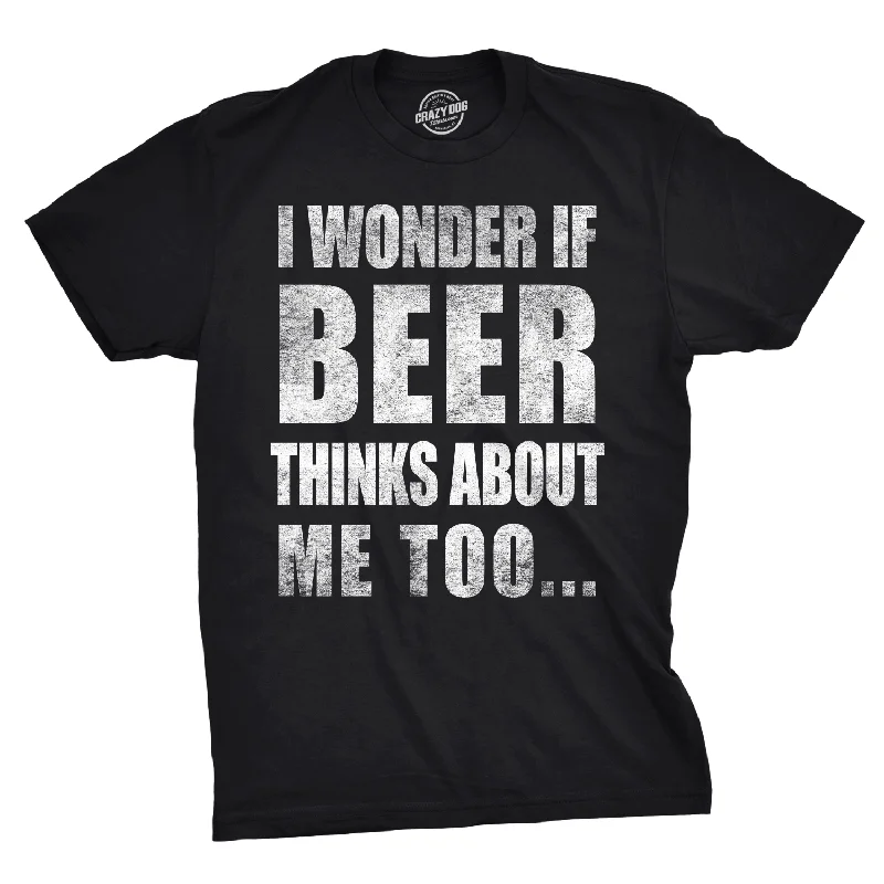 Men’s business-ready plaid shirt with relaxed fit -Wonder if Beer Thinks About Me Men's T Shirt